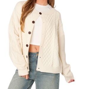 Edikted Rory Oversized Cable Knit Cardigan Size M/L